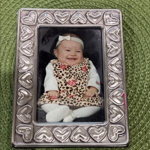 Heart Patterned Silver Photo Frame and mini album, can hold up to 19 photos